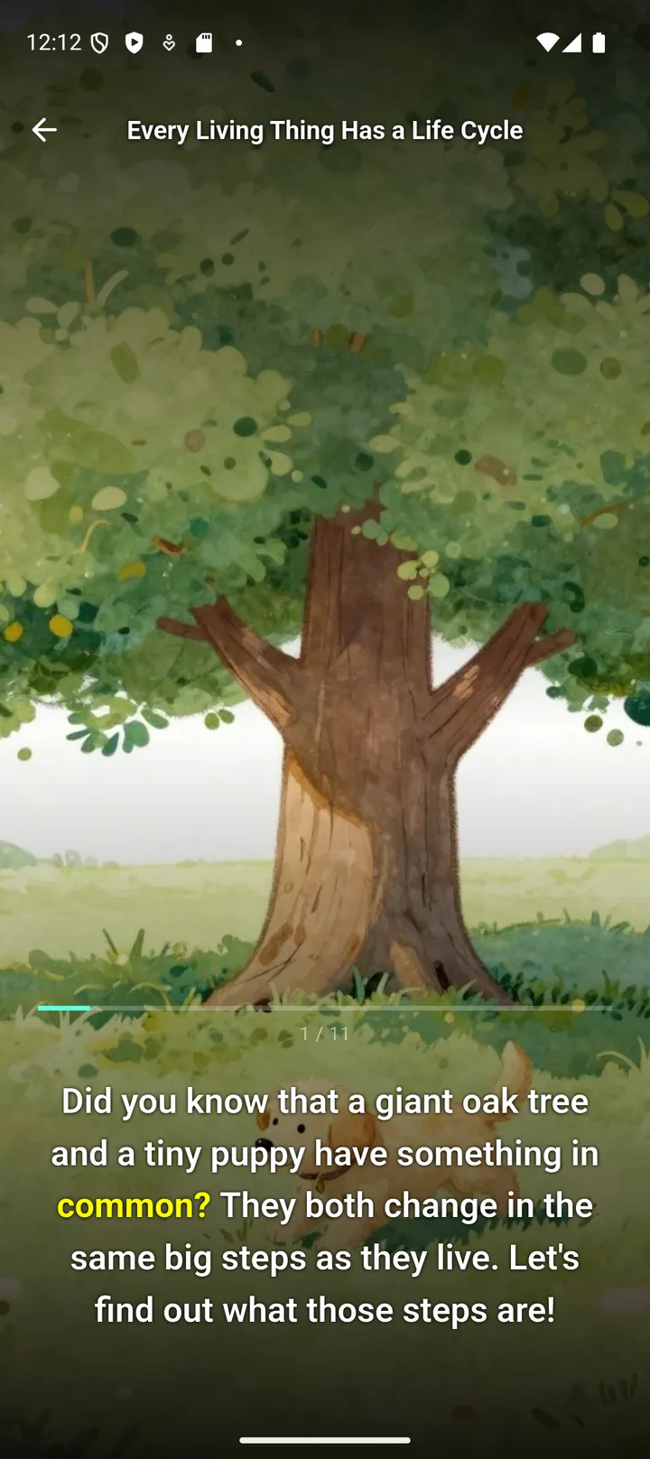 Narrated lesson with the spoken word highlighted